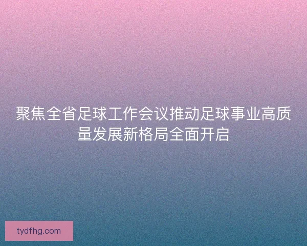 聚焦全省足球工作会议推动足球事业高质量发展新格局全面开启
